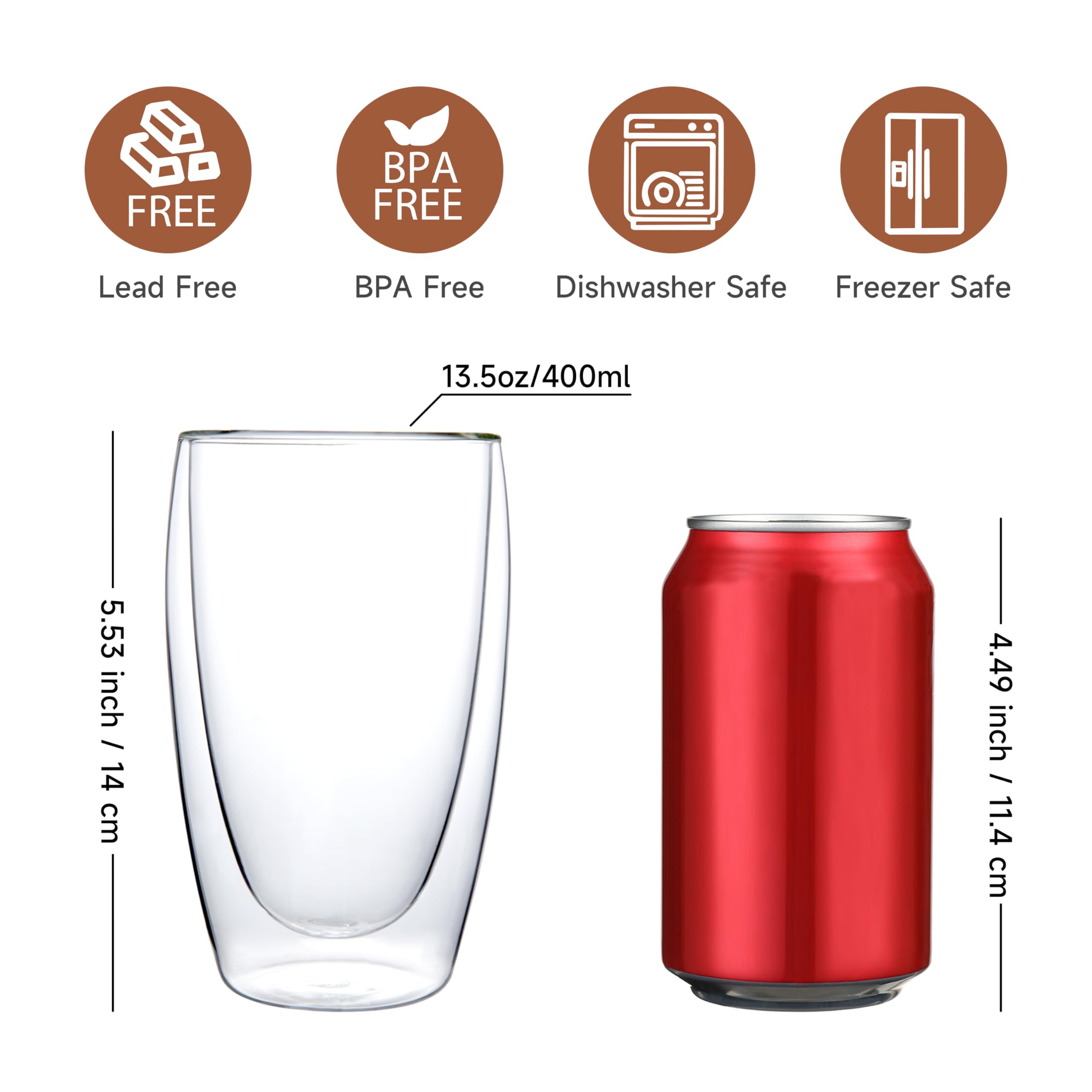 CNGLASS clear insulated mug ideal for latte or cappuccino at home or on the go.
