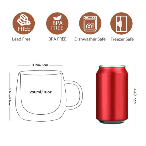 CNGLASS insulated 10oz mug holding hot coffee, showing heat preservation.