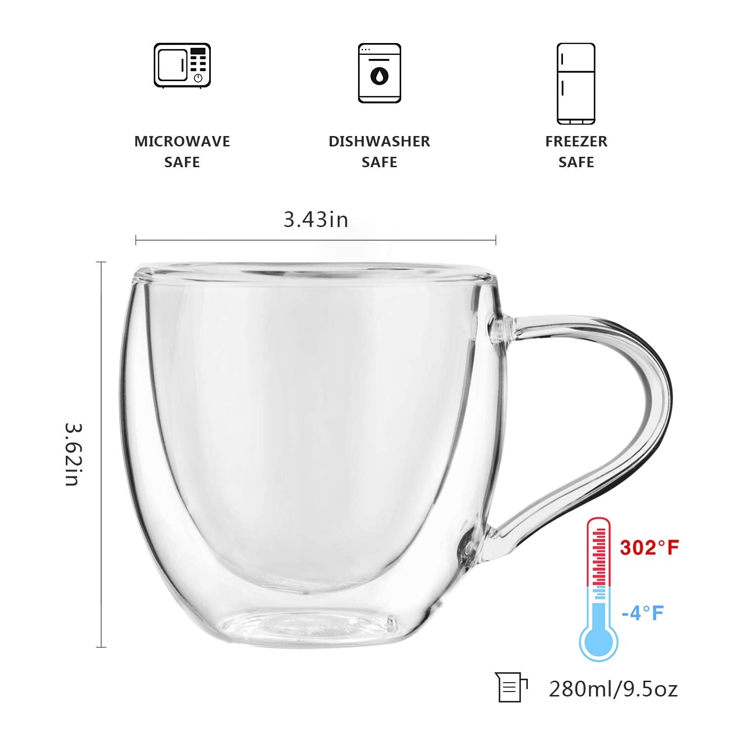 CNGLASS insulated 10oz mug ideal for latte, cappuccino, or espresso