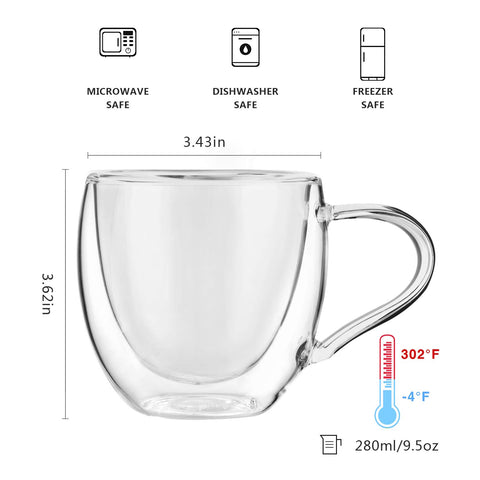 CNGLASS insulated 10oz mug ideal for latte, cappuccino, or espresso