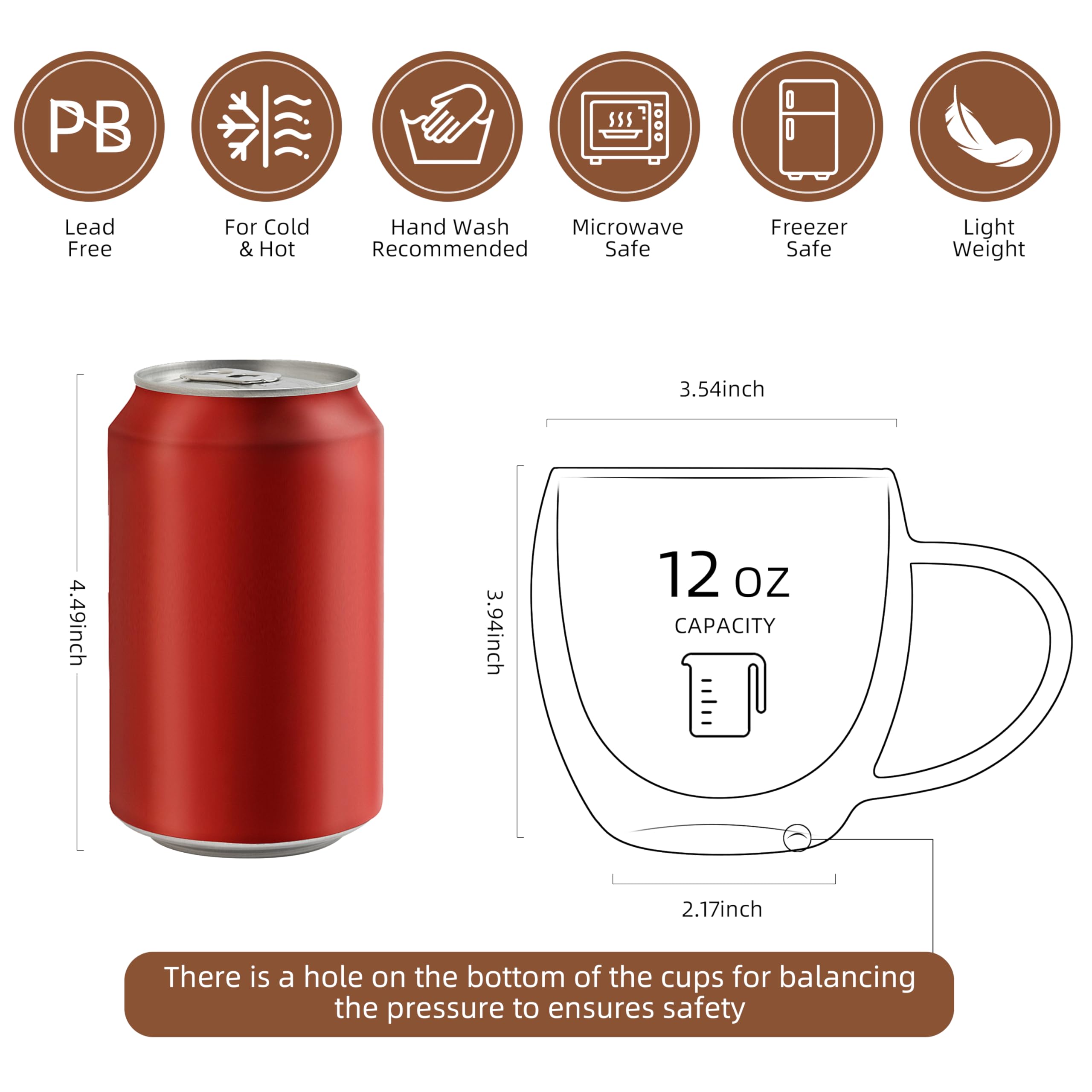 CNGLASS mug with wide opening eases cleaning and quick filling.