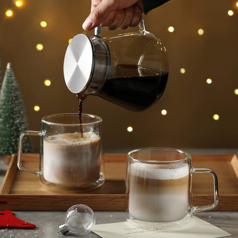 CNGLASS microwave and dishwasher-safe glass mug suitable for daily use