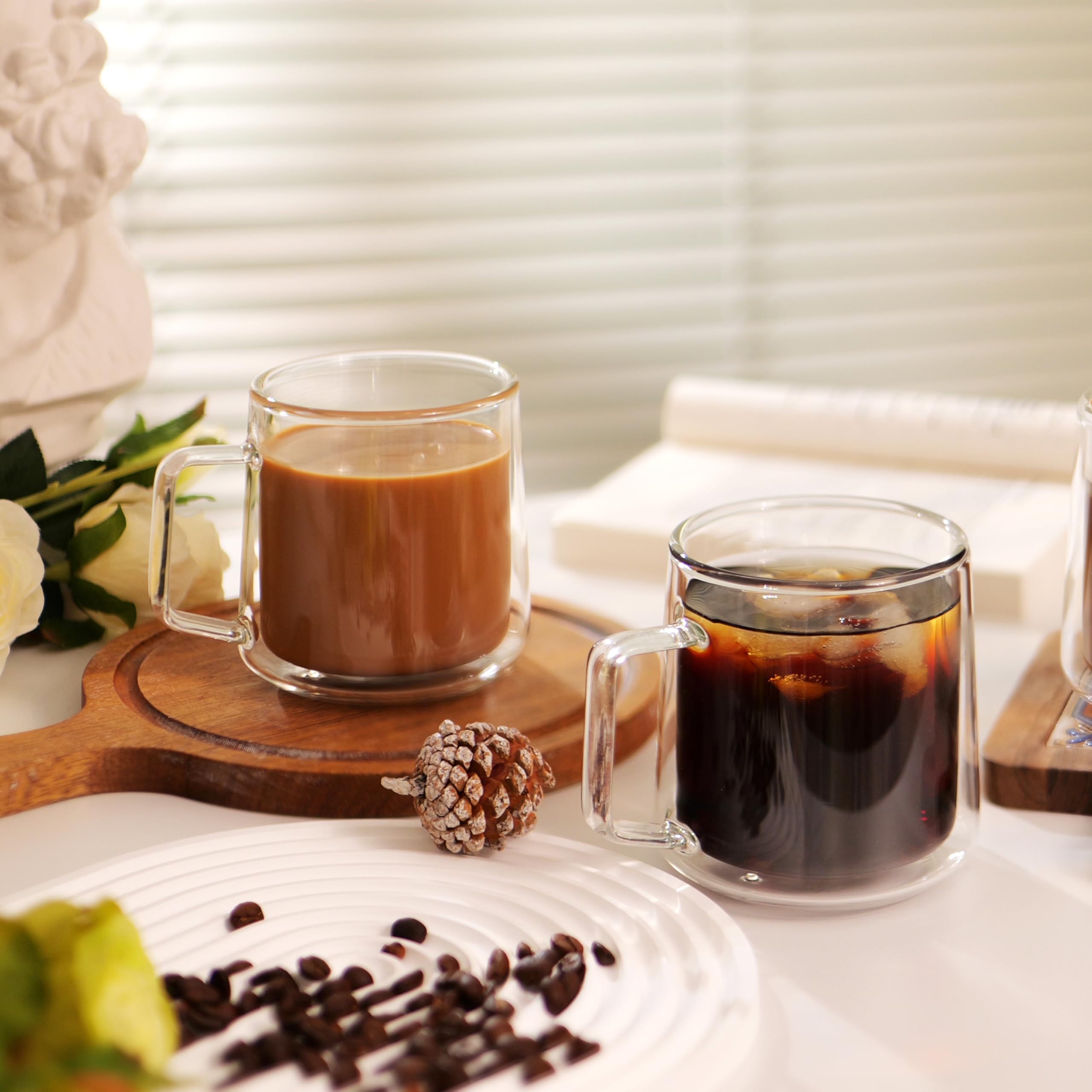 CNGLASS large 15oz capacity fits latte, cappuccino, or iced tea.
