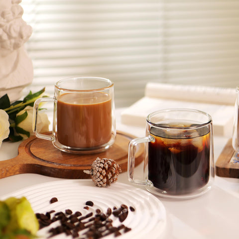 CNGLASS large 15oz capacity fits latte, cappuccino, or iced tea.
