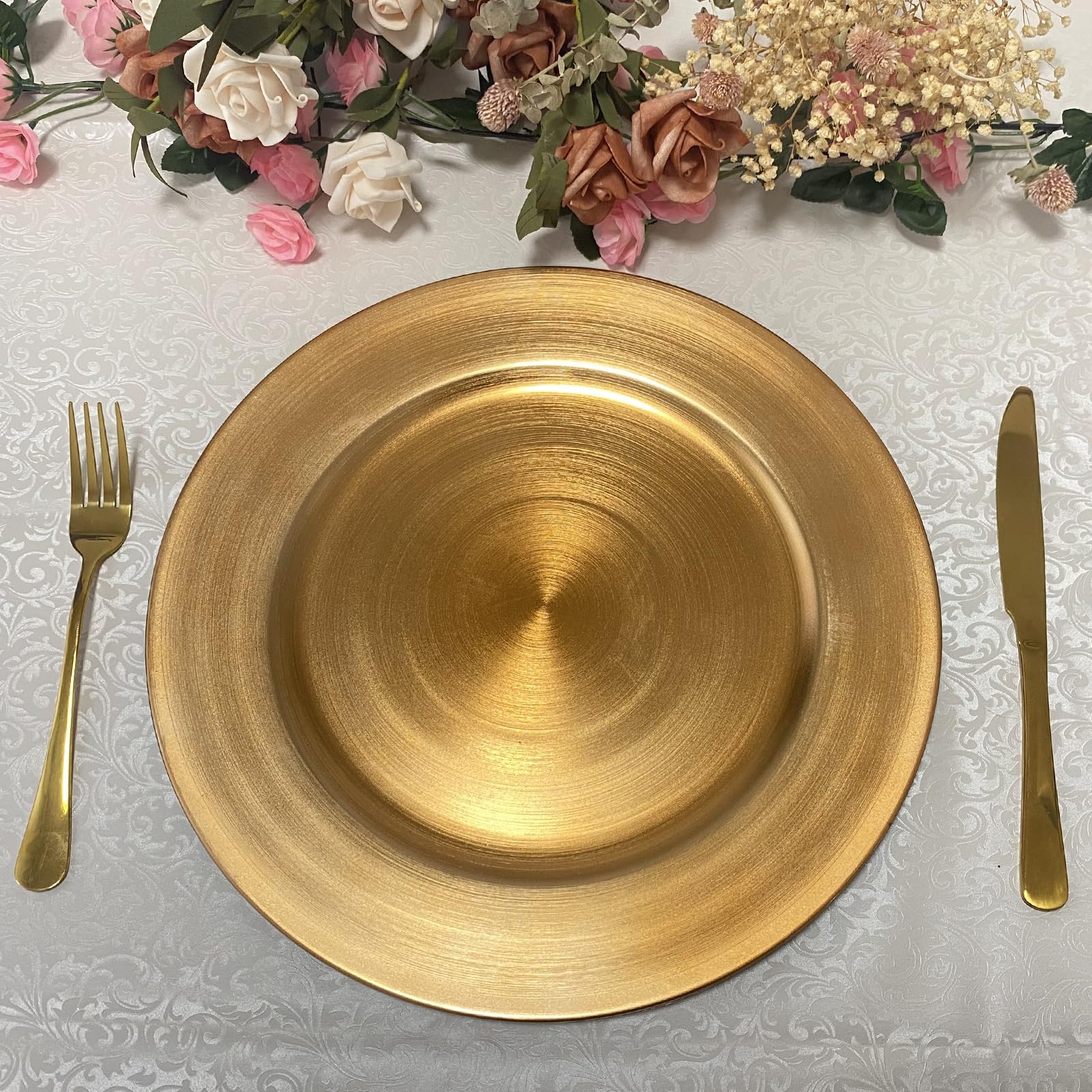 CN.JIAHE set of 8 charger plates in gold enhances party tables