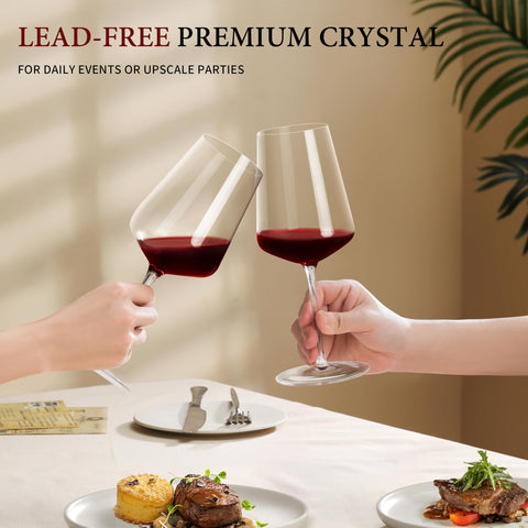 CnSneg lead-free crystal emphasizes wine color for sophisticated table presence