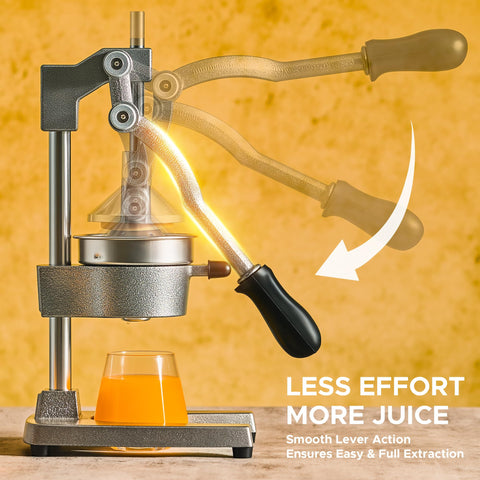 CO-Z manual citrus juicer cast-iron press ensures durable juice extraction.