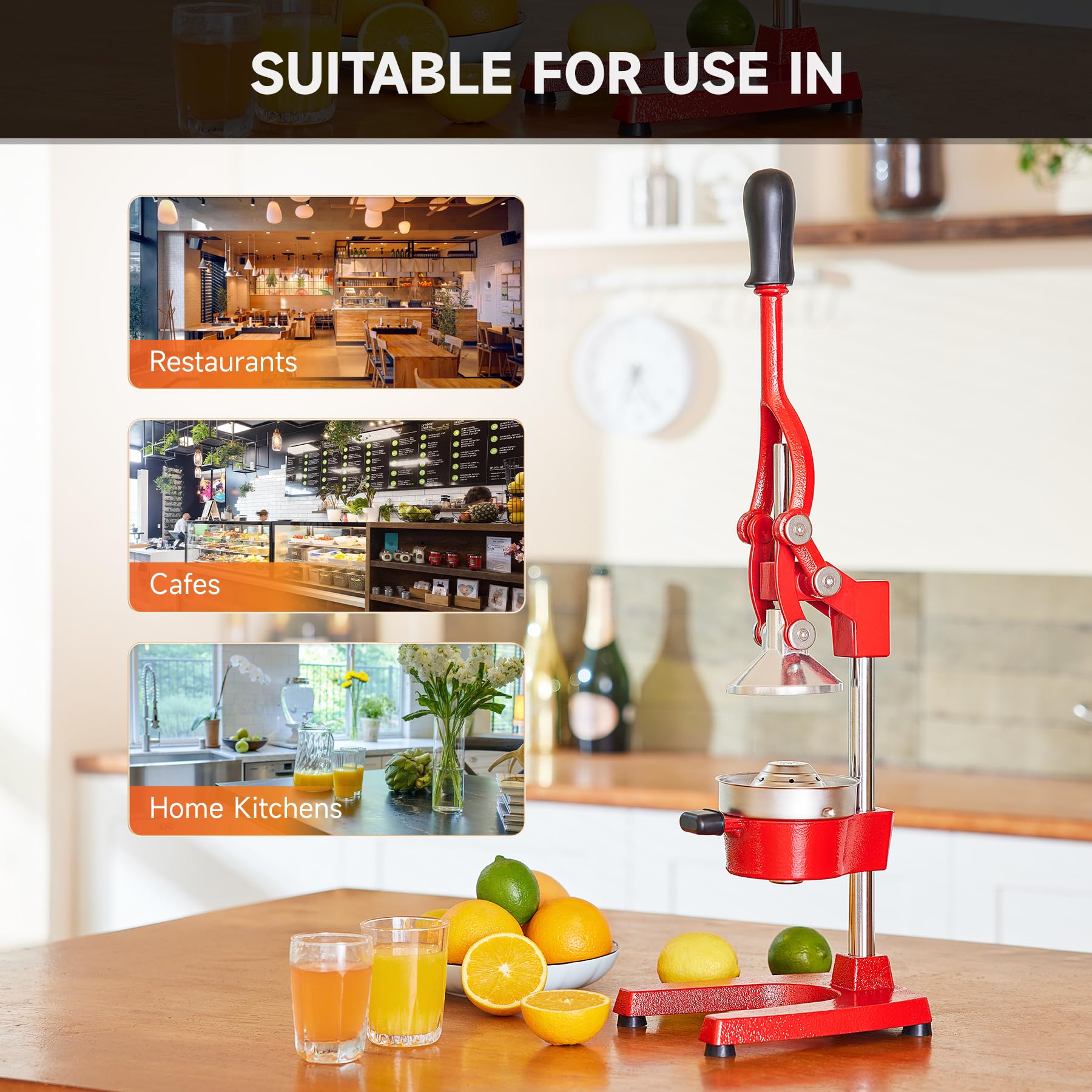 CO-Z Manual Citrus Juicer easy-clean parts red, detachable for washing
