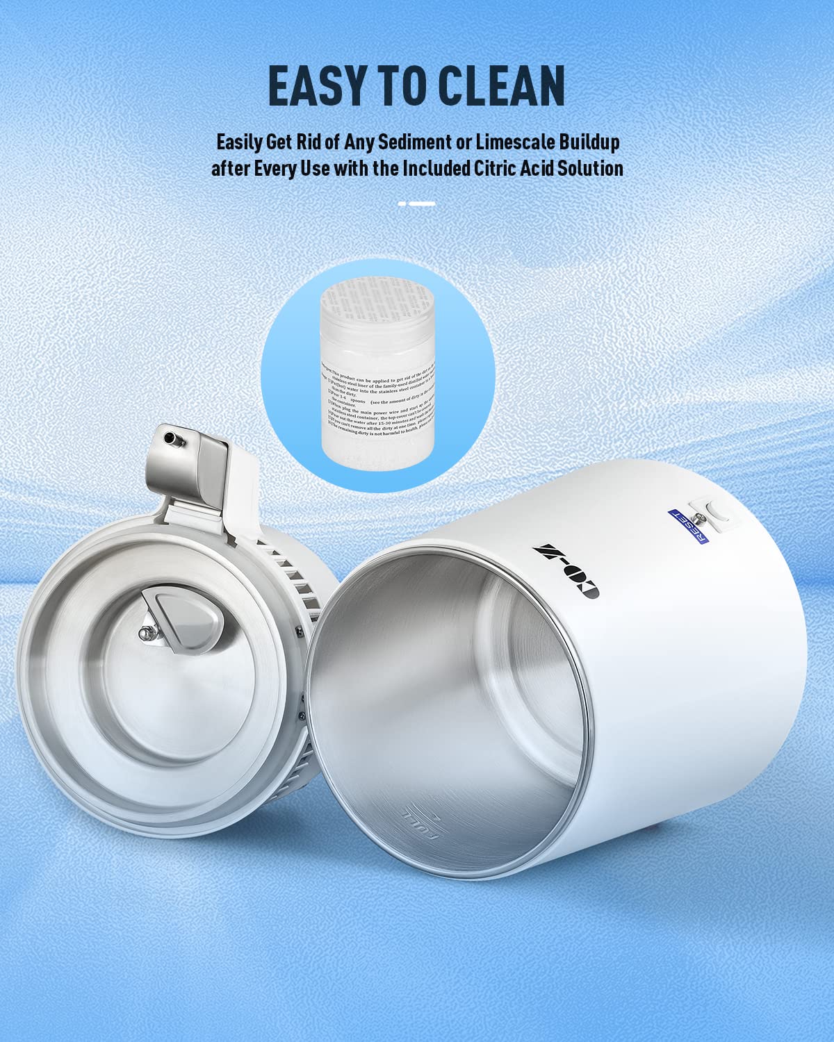 CO-Z distiller compact design with built-in handle for easy transport.