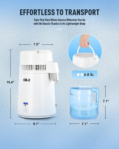 CO-Z distiller BPA-free pitcher emphasizes safety and easy cleaning.