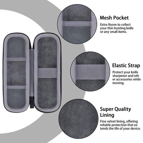 co2CREA elastic strap secures sharpener to prevent movement during travel.