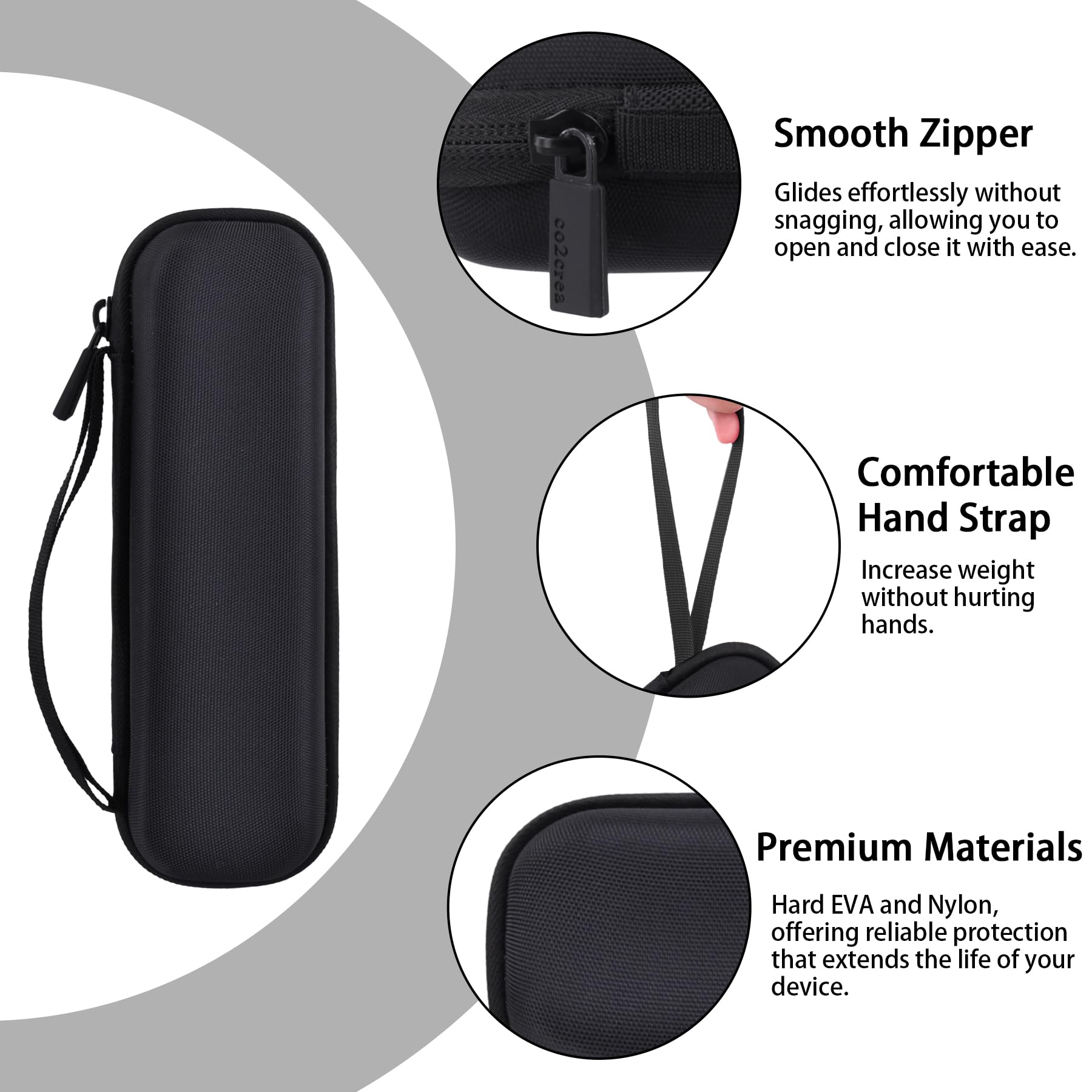 co2CREA portable hand strap enables easy carrying on outdoor trips.