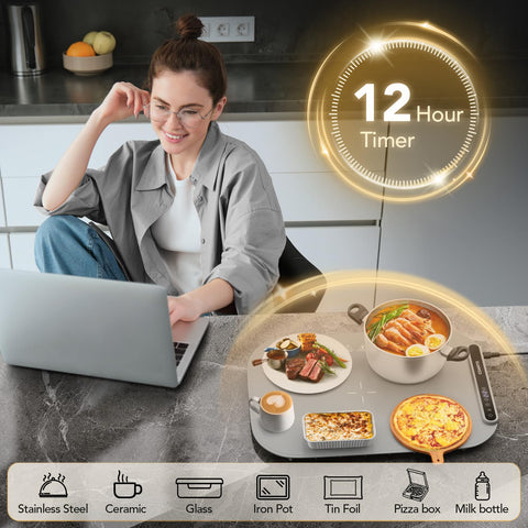 Coanto Food Warming Mat’s easy-clean surface shown after use