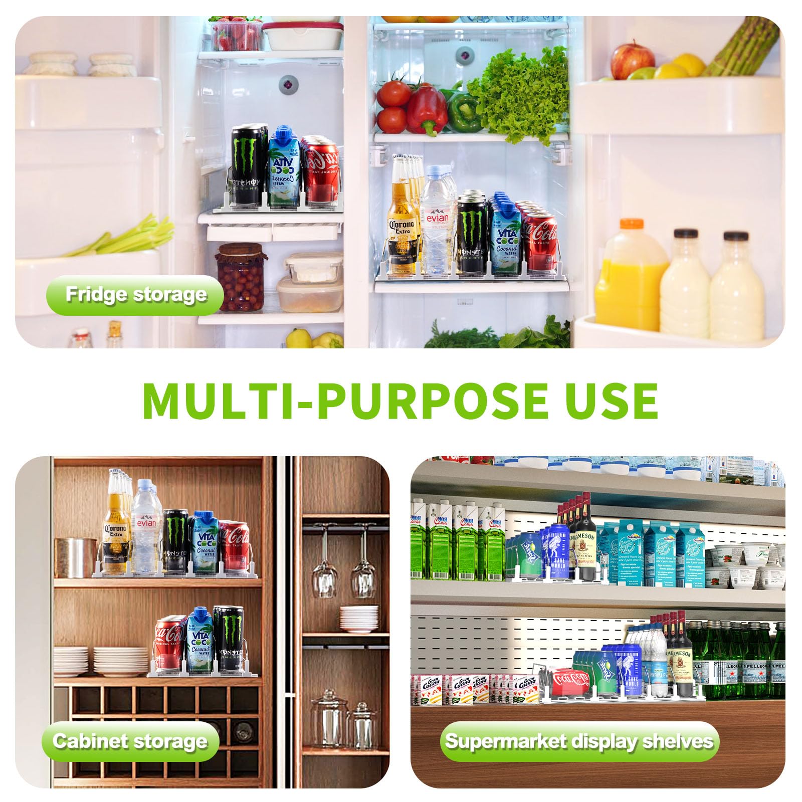 Coanto rust-resistant partitions and durable pusher support long-term fridge use