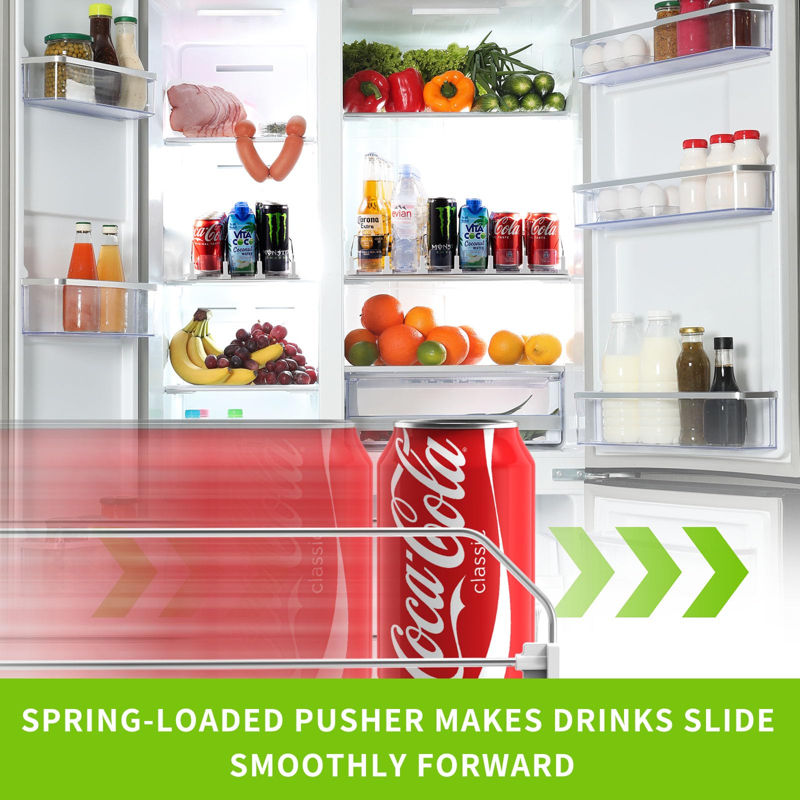 Coanto soda can dispenser in fridge for quick selection of beverages