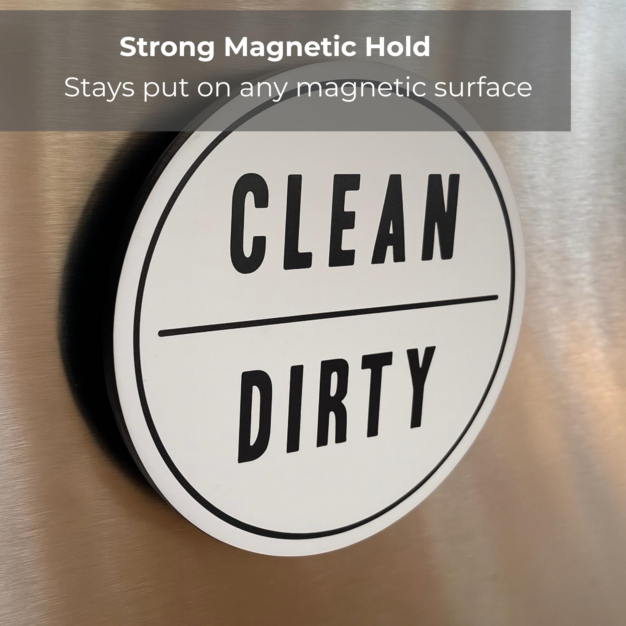 Coastville 3x3-inch magnet sign enhances readability on any dishwasher.