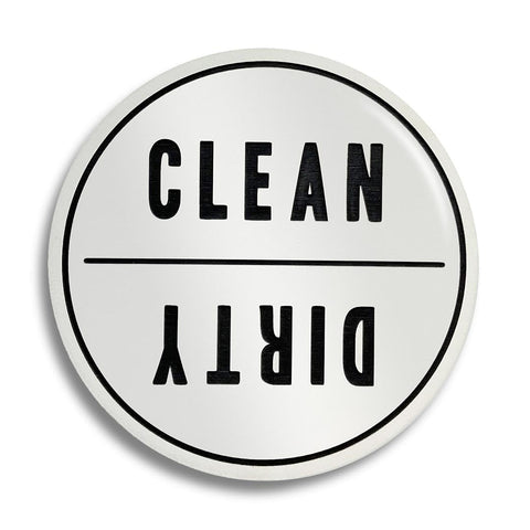 Coastville clean-dirty dishwasher magnet with rotatable sign for quick status checks.