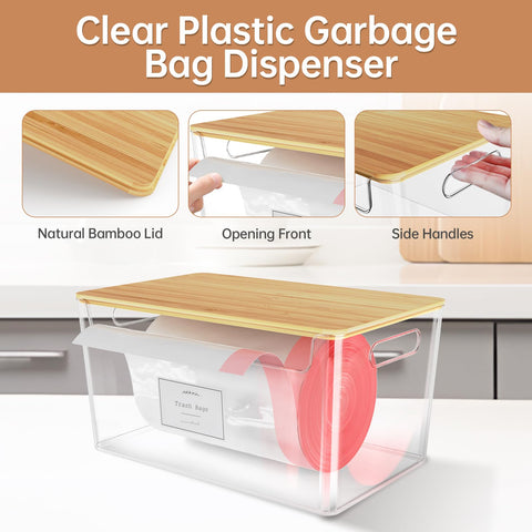 COAZEX stackable trash bag dispenser with lid shown in stacked configuration