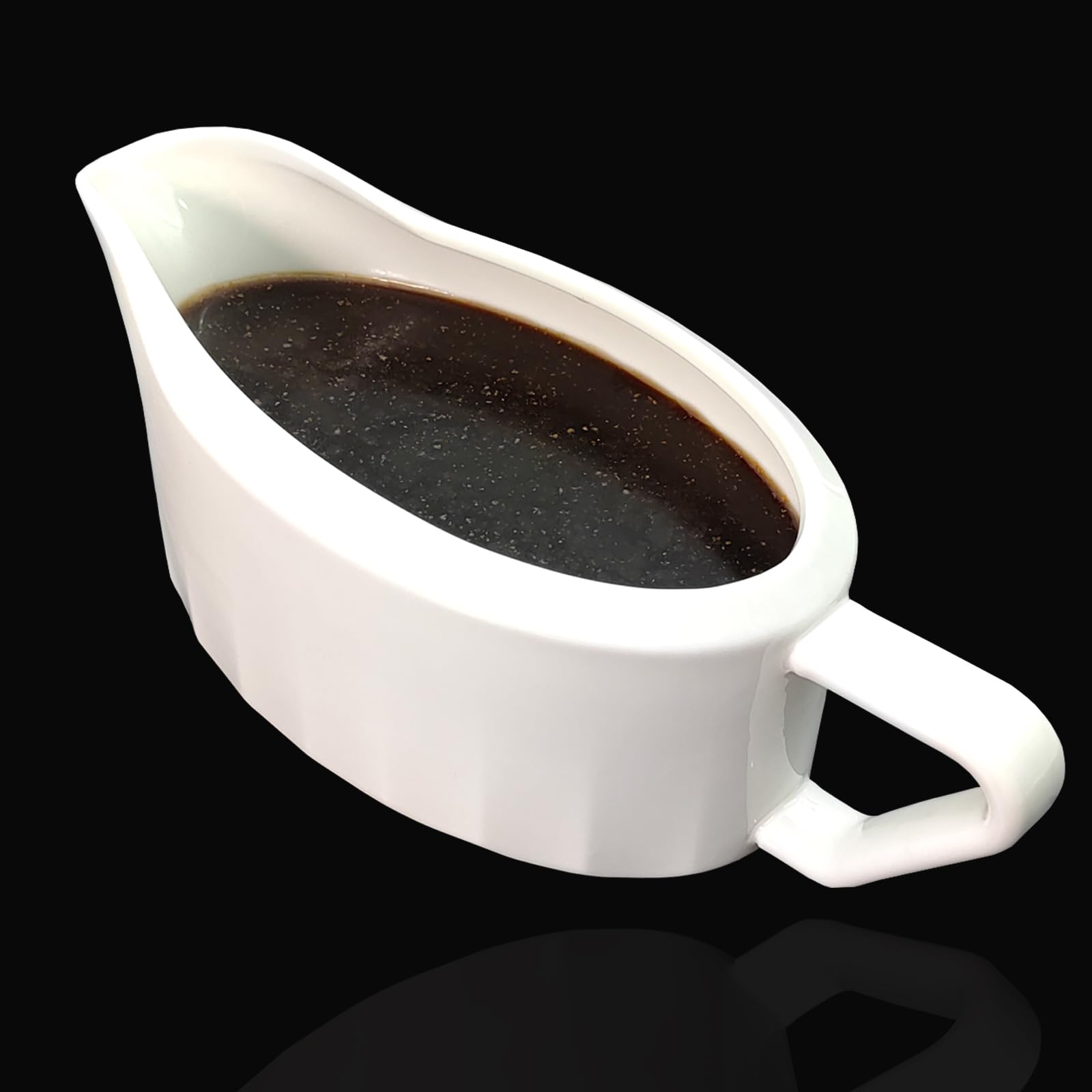 Cobata white ceramic gravy boat ideal for versatile table presentation