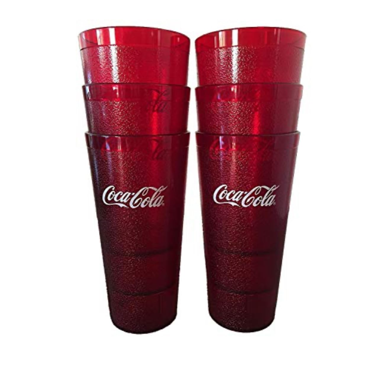 Coca-Cola 24oz red plastic tumbler front view for on-the-go beverages.