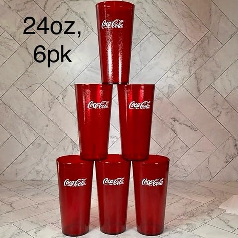 Coca-Cola 24oz red tumbler side view suitable for daily use.