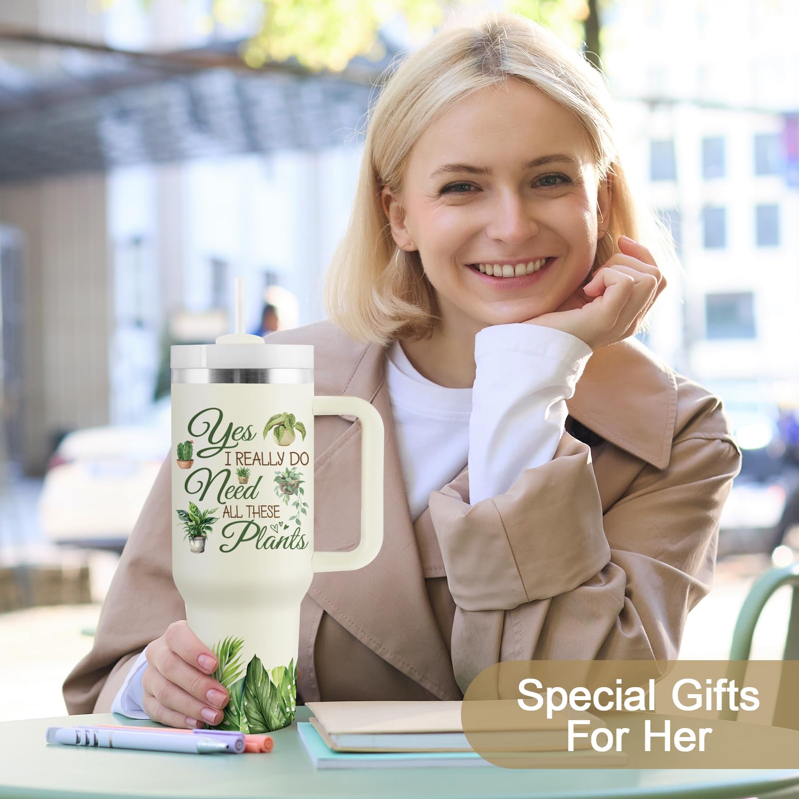 COCOGIFTS stainless steel insulated tumbler with BPA-free lid for daily garden use.