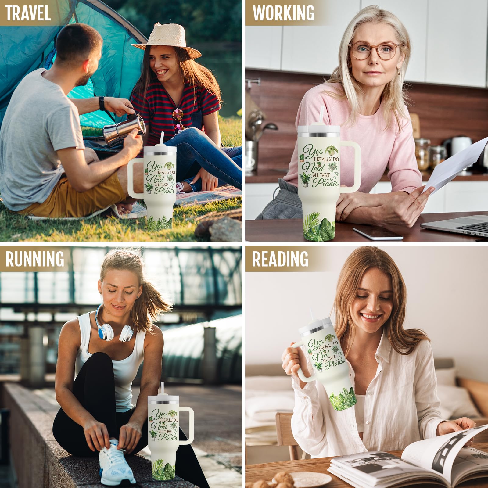 COCOGIFTS 40oz travel cup ideal for outdoor gardening sessions and on-the-go hydration.