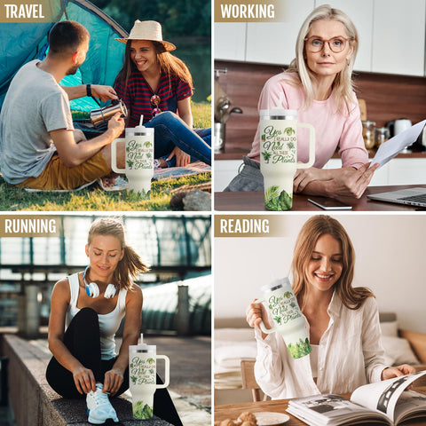COCOGIFTS 40oz travel cup ideal for outdoor gardening sessions and on-the-go hydration.