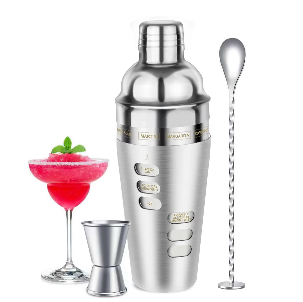 Cocosun 24oz cocktail shaker in stainless steel for easy home mixing.