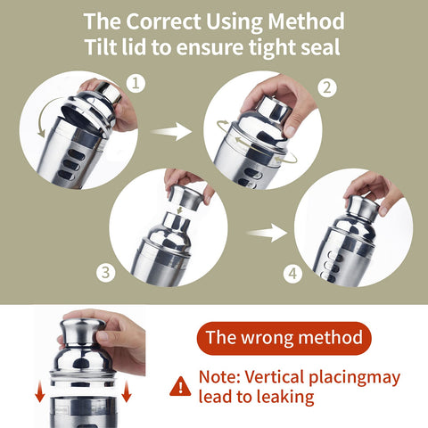 Cocosun leakproof stainless steel shaker with double bottom.