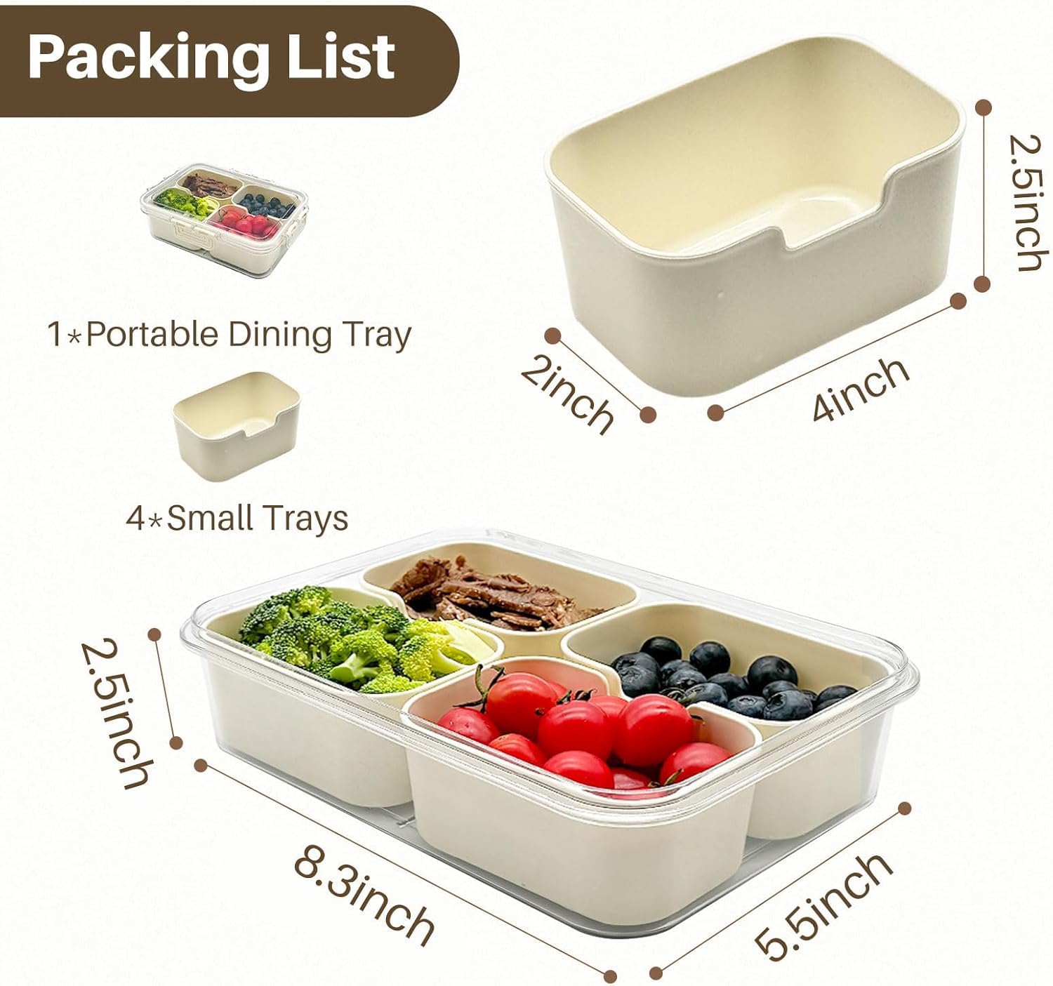 CODIEKEY Snackle Box divided tray with removable cups for flexible portions