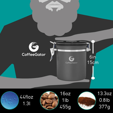 Coffee Gator CO2-release valve vents gas while keeping aromas sealed.