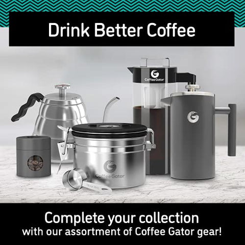 Coffee Gator gift-ready canister for coffee lovers.