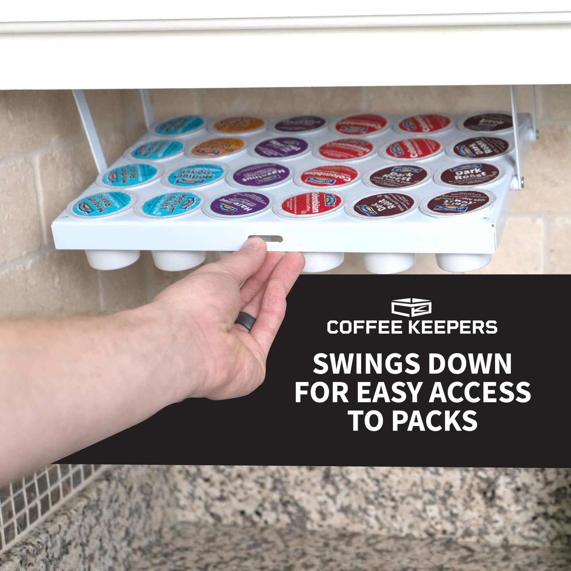 COFFEEKEEPERS compact kcup storage fits in RVs and small offices for easy access.
