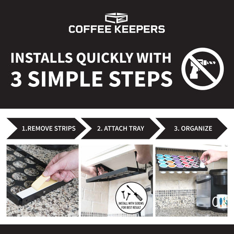 COFFEEKEEPERS easy DIY installation with self-tapping screws included