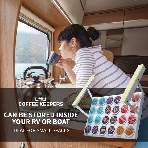 COFFEEKEEPERS space-saving design reduces countertop clutter in small kitchens.