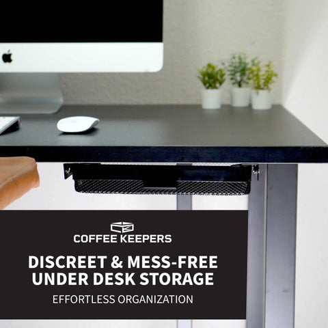 COFFEEKEEPERS under desk drawer open drawer demonstrates easy access with a smooth glide.