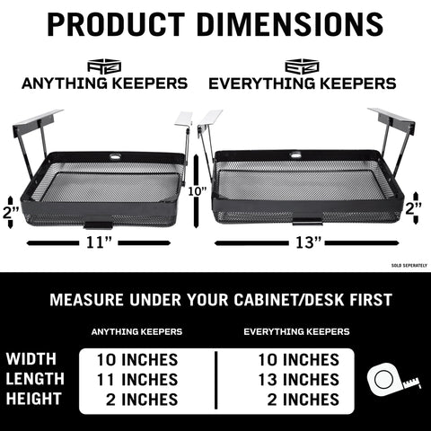 COFFEEKEEPERS under desk drawer side profile shows compact footprint for small workspaces.