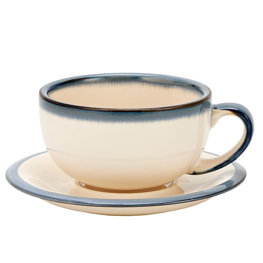 Coffeezone vintage design 12oz ceramic latte art cup with a smooth beige finish.