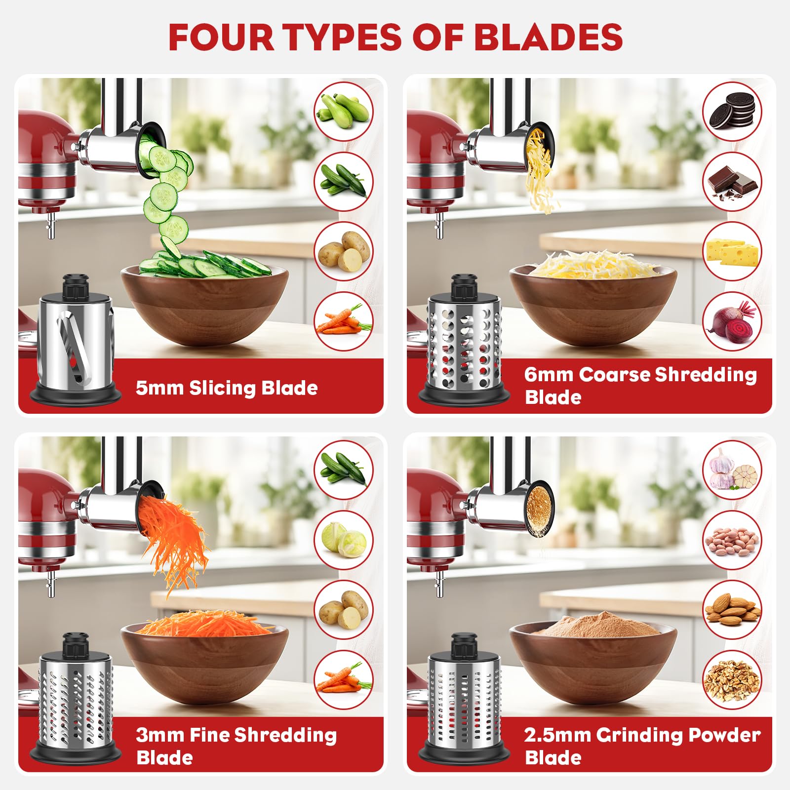 Cofun cheese grater blades deliver efficient shredding and slicing.