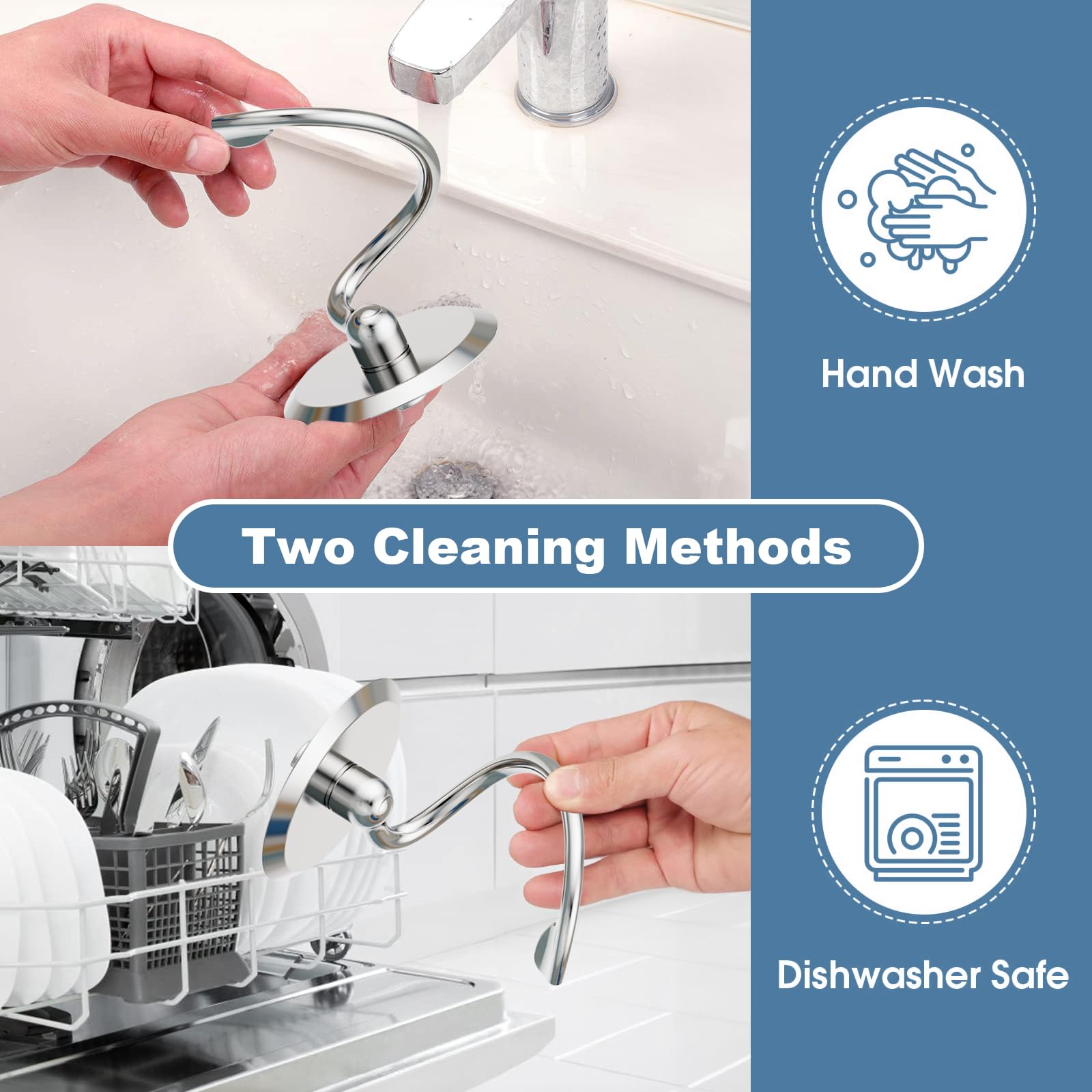Cofun dishwasher-safe dough hook makes cleanup quick after baking.