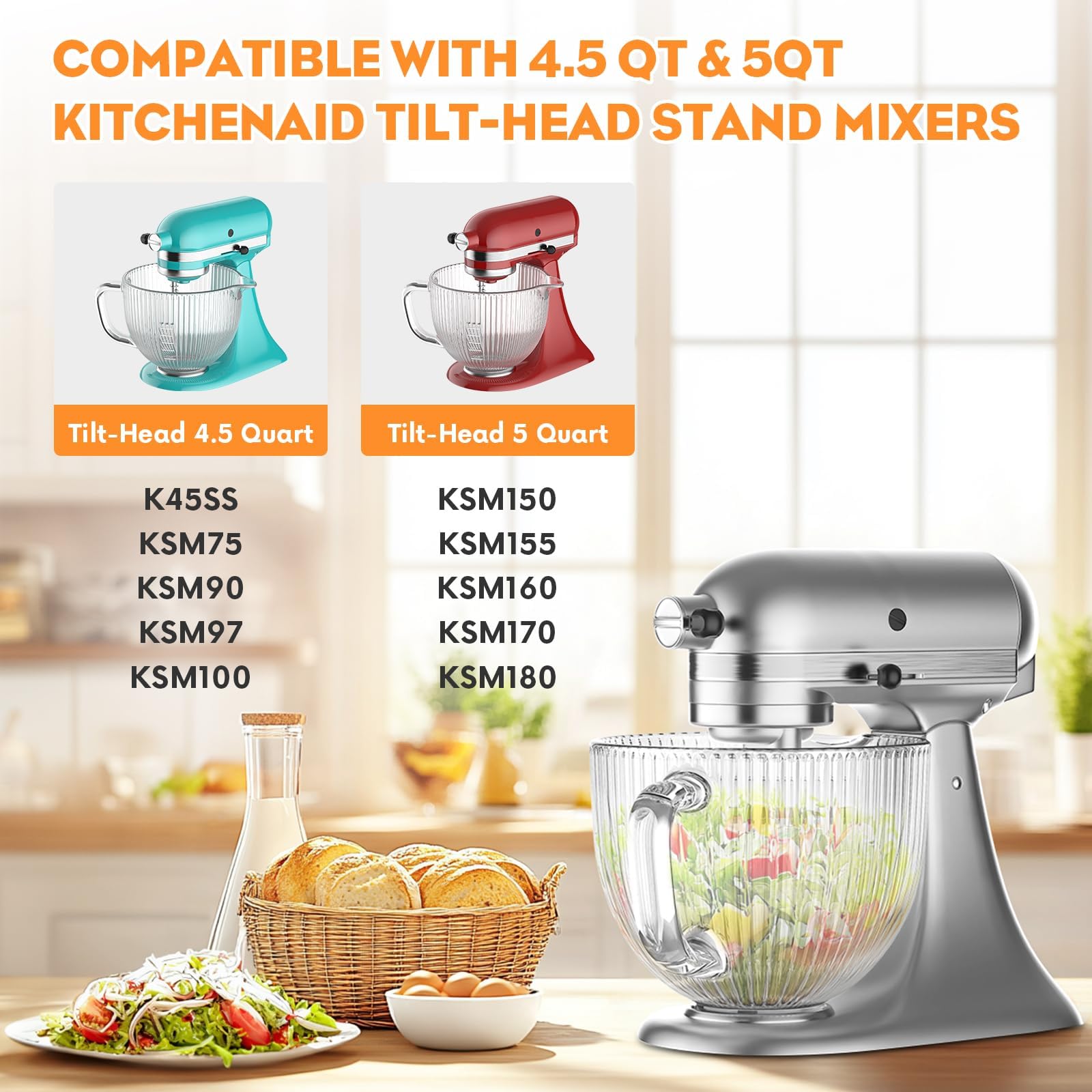 Cofun glass bowl with clear markings for easy timing and bulk ingredient checks