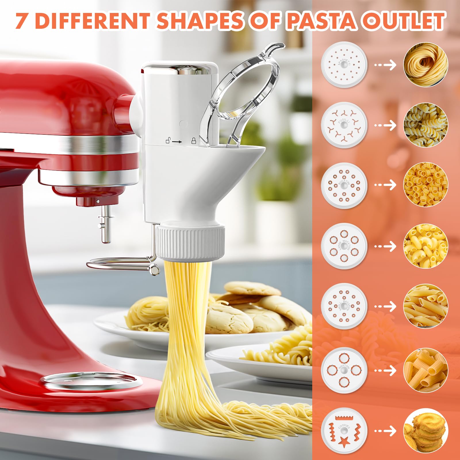 Cofun 7-plate set shown with seven pasta shapes