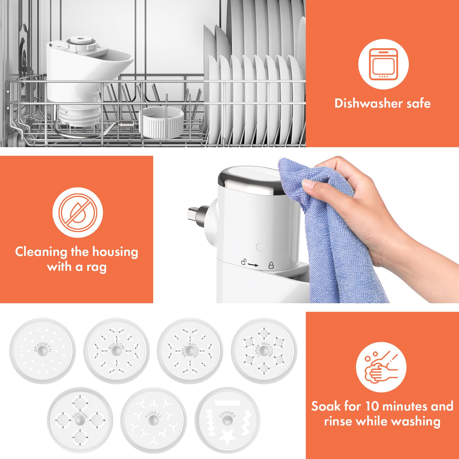 Cofun pasta press dishwasher-safe parts for easy cleanup
