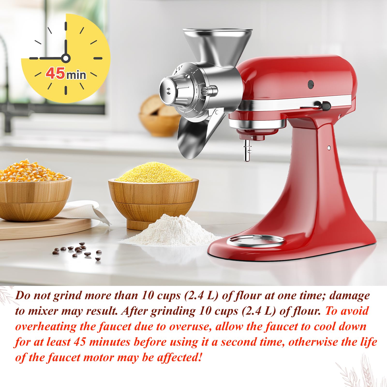 Cofun grain mill attachment blades in action for uniform flour