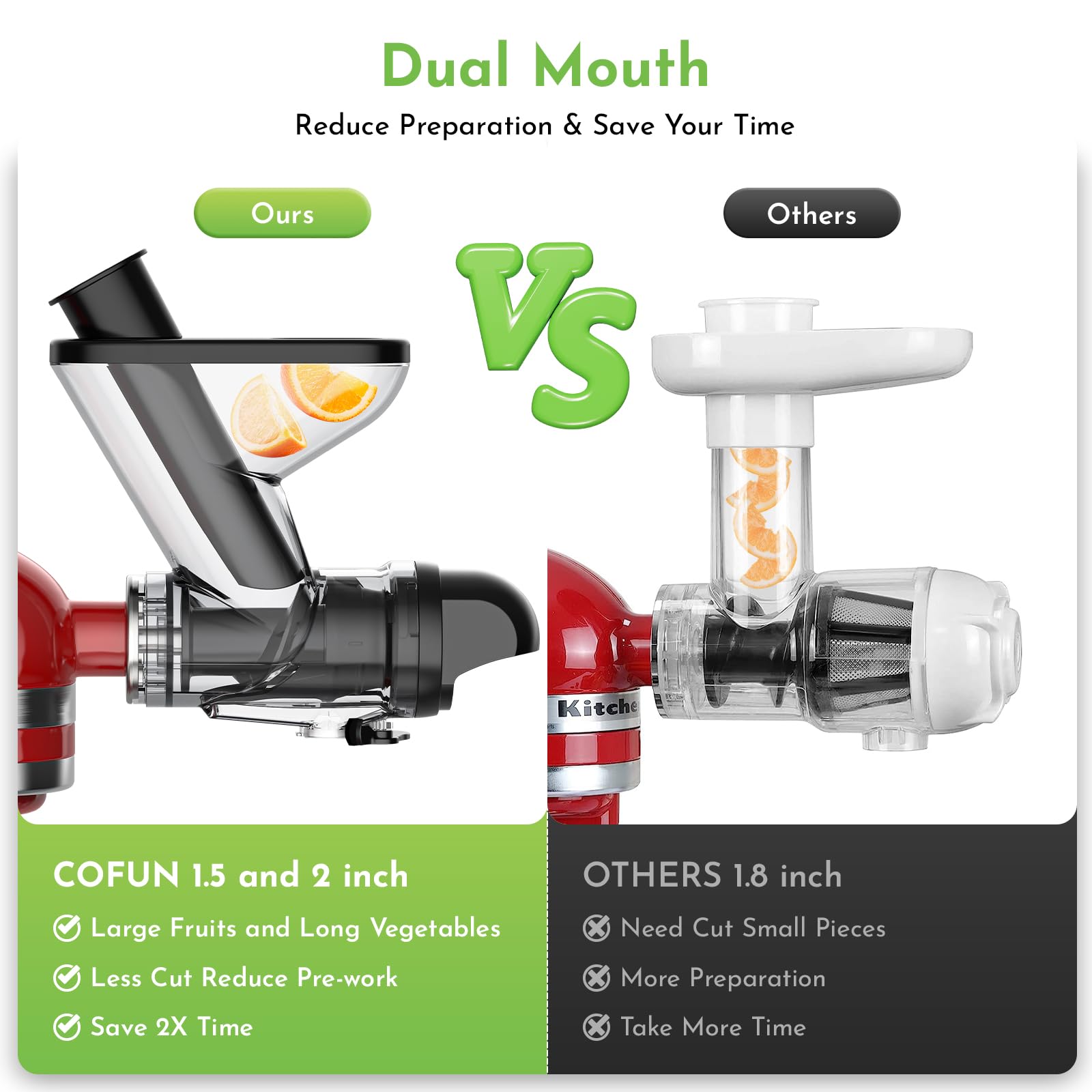 Cofun juicer's easy-disassemble design cleans quickly with included brush.