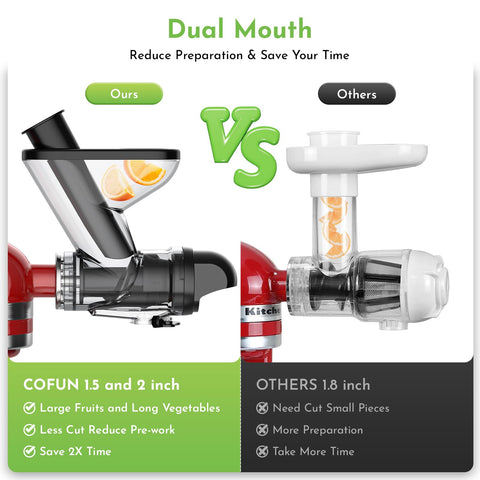 Cofun juicer's easy-disassemble design cleans quickly with included brush.