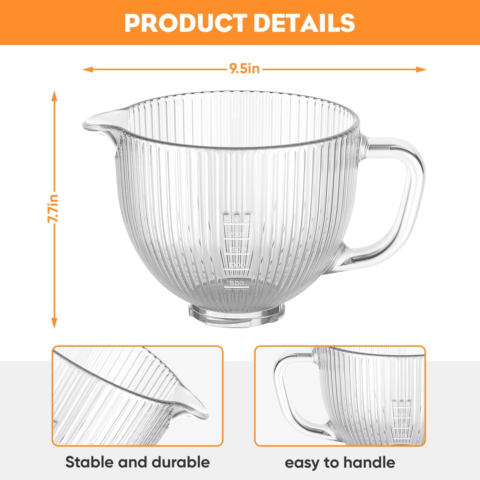 Cofun KitchenAid-compatible bowl fits 4.5-5 qt tilt-head mixers