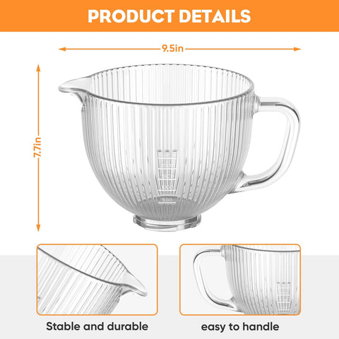 Cofun KitchenAid-compatible bowl fits 4.5-5 qt tilt-head mixers