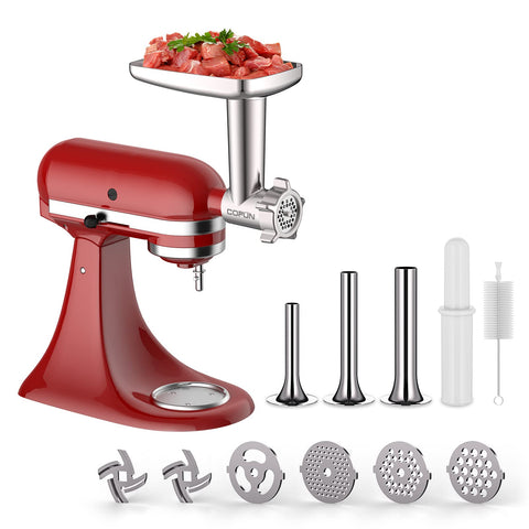 Cofun grinding blades included for precise texture control during meat and cheese prep